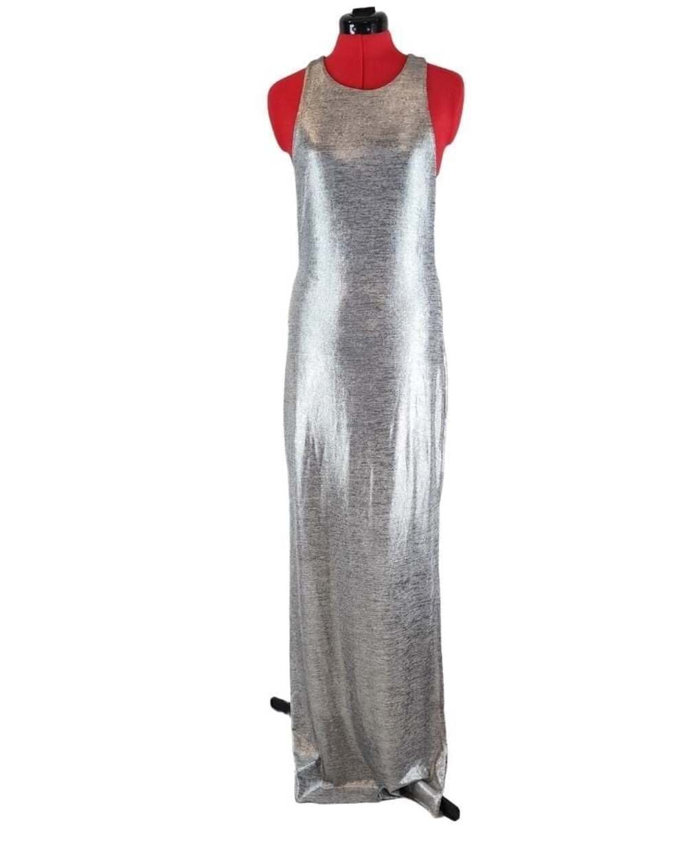 Silence + Noise Urban Outfitters Metallic Silver Lamé Open Back Maxi Dress Large